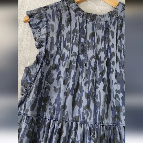 Anthropologie Blue and Gray Midi Dress,sz S. - Picture 3 of 8